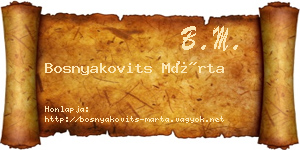 Bosnyakovits Márta névjegykártya